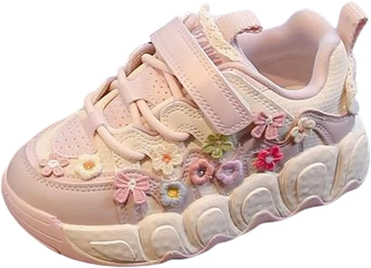 Toddler Kids Flower Running Sneakers Thick Soft Sole Non-Slip Lightweight Breathable Comfy Casual Size 5 Girls Shoes