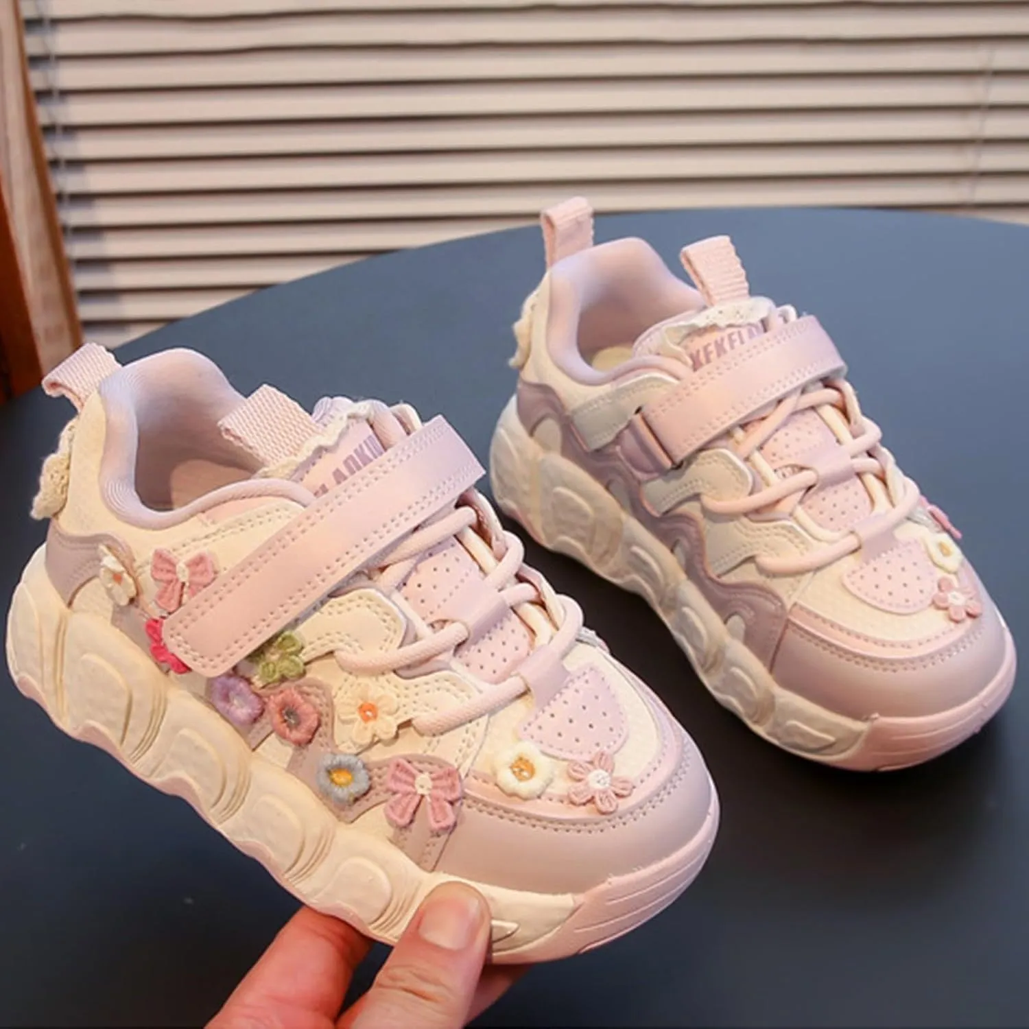 Toddler Kids Flower Running Sneakers Thick Soft Sole Non-Slip Lightweight Breathable Comfy Casual Size 5 Girls Shoes
