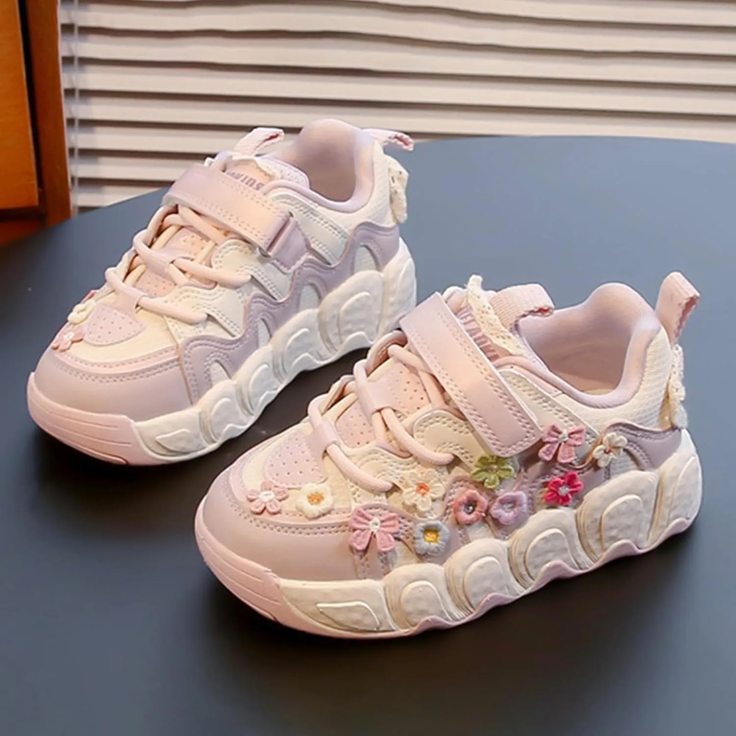 Toddler Kids Flower Running Sneakers Thick Soft Sole Non-Slip Lightweight Breathable Comfy Casual Size 5 Girls Shoes