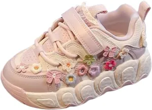 Toddler Kids Flower Running Sneakers Thick Soft Sole Non-Slip Lightweight Breathable Comfy Casual Size 5 Girls Shoes