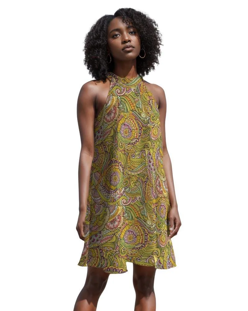 Wanda Halter Flare Dress