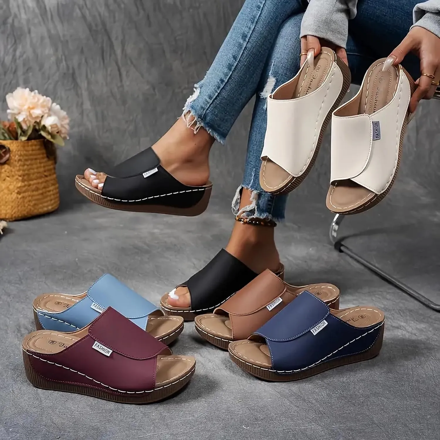 Wedge Sandals for Women 2025 Comfortable Slip On Platform Sandals with Arch Support Trendy Casual Dress Walking Shower Shoes An Adjustable Fit for Exceptional
