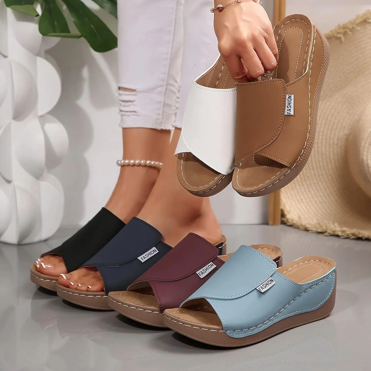Wedge Sandals for Women 2025 Comfortable Slip On Platform Sandals with Arch Support Trendy Casual Dress Walking Shower Shoes An Adjustable Fit for Exceptional