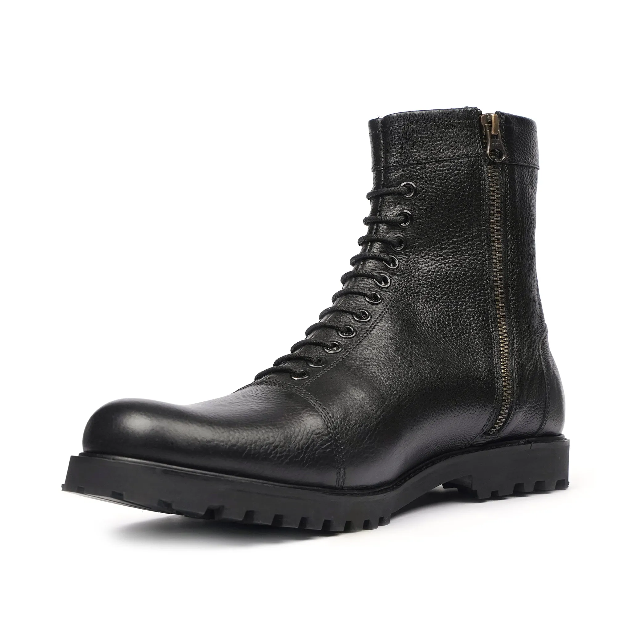 Winston - Men's Black Pebble Grain Leather Boot
