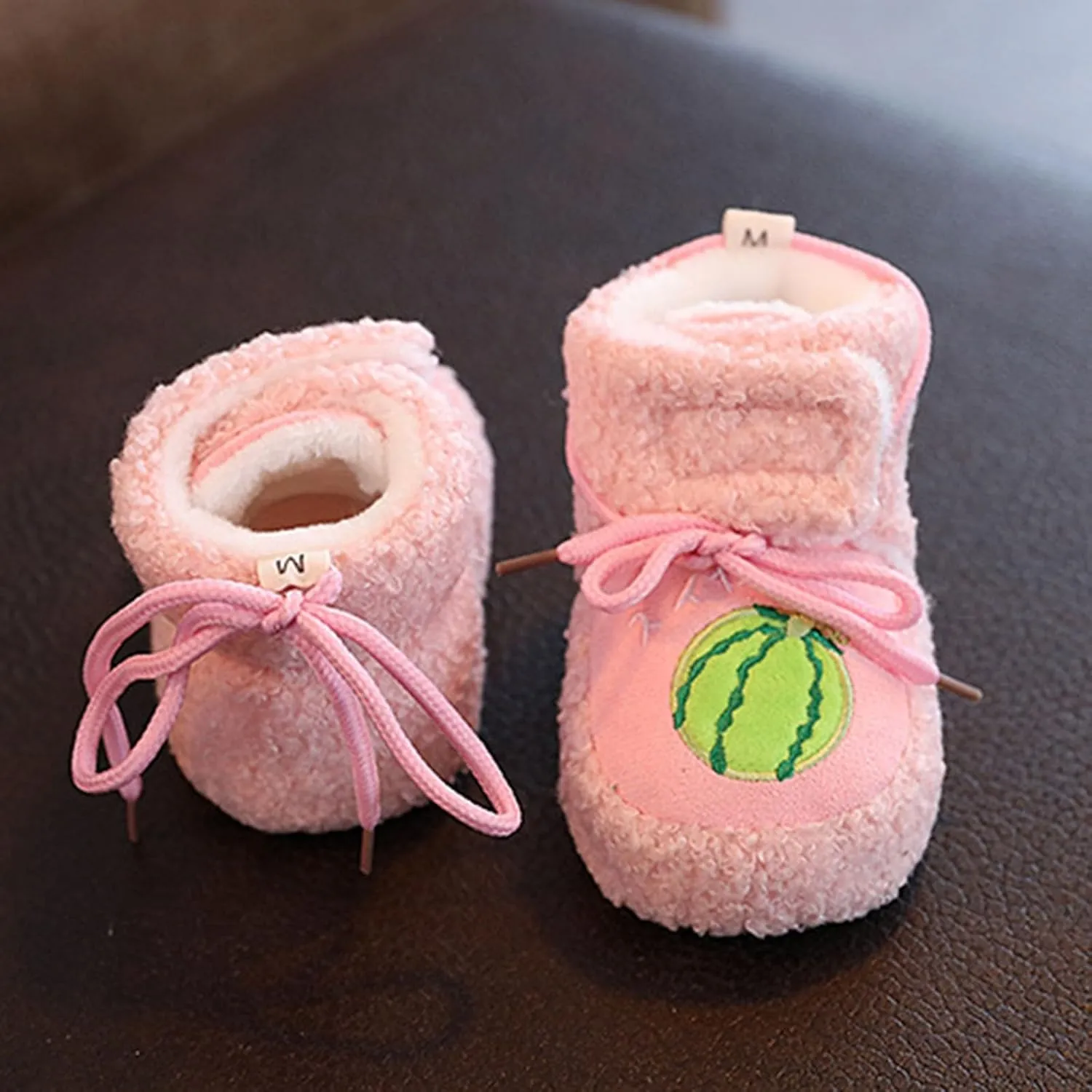 Winter Warm Baby First Walking Boots Cute Fruit Pattern Soft Sole Comfy Anti Slip Shoes Lightweight Breathable