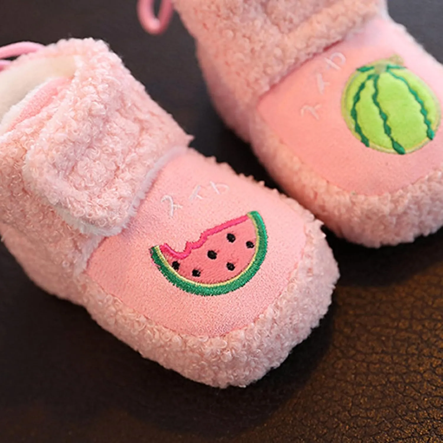 Winter Warm Baby First Walking Boots Cute Fruit Pattern Soft Sole Comfy Anti Slip Shoes Lightweight Breathable