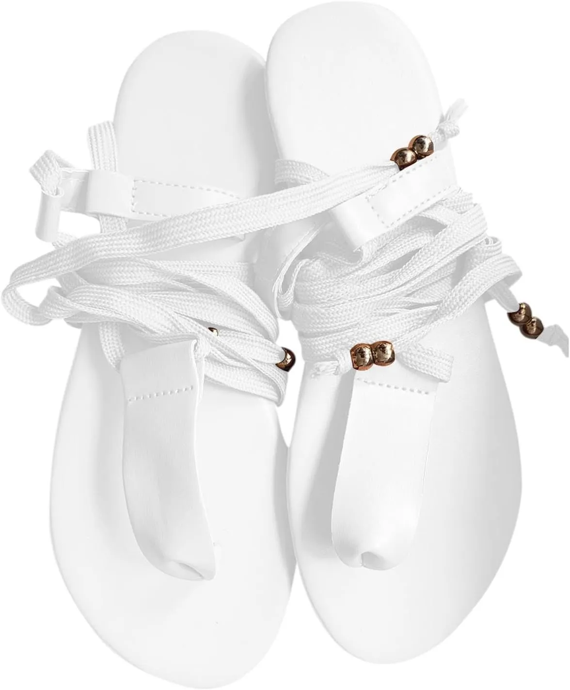 Women Lace Up Strappy Thong Sandals Summer Trendy Beach Flat Sandal Clip Toe Comfort Shoes Flip Flops 2025 New