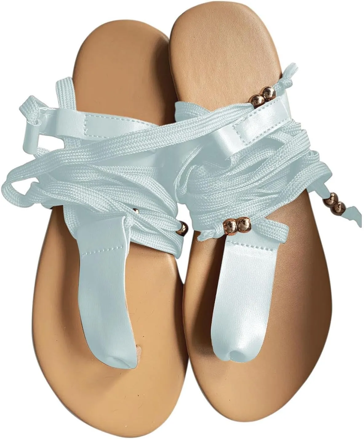 Women Lace Up Strappy Thong Sandals Summer Trendy Beach Flat Sandal Clip Toe Comfort Shoes Flip Flops 2025 New