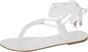 Women Lace Up Strappy Thong Sandals Summer Trendy Beach Flat Sandal Clip Toe Comfort Shoes Flip Flops 2025 New