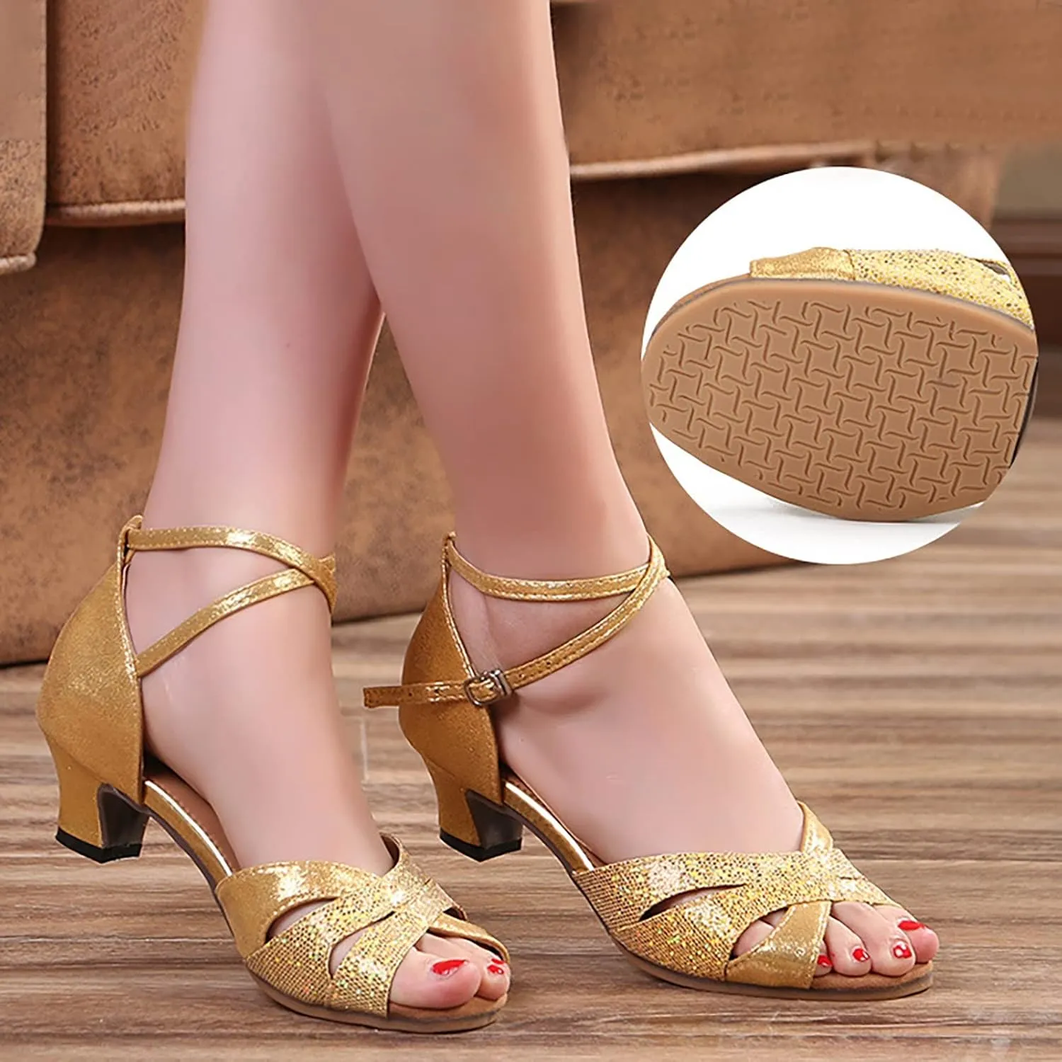 Women Latin Dance Shoes Satin Suede Sole Ballroom Salsa Tango Professional Performance Practice Dance Shoes 2025 Trendy