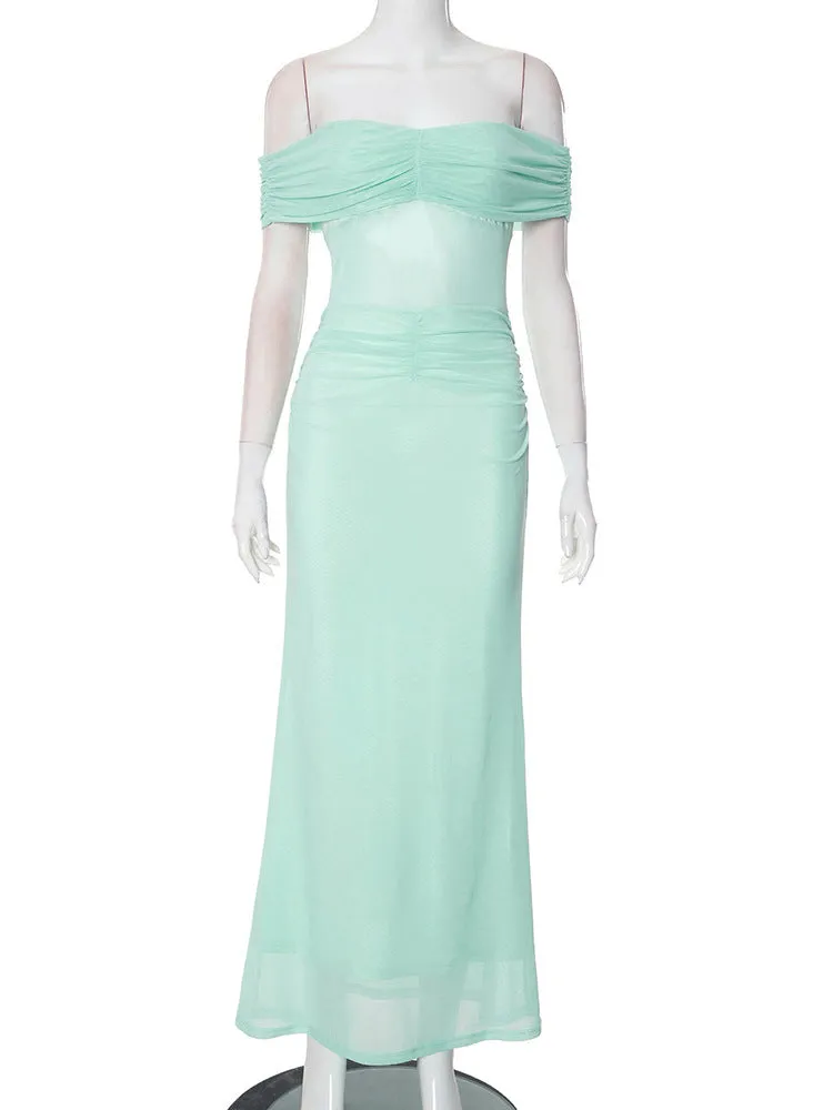 Women’s Backless Dress - Off-Shoulder Sheath