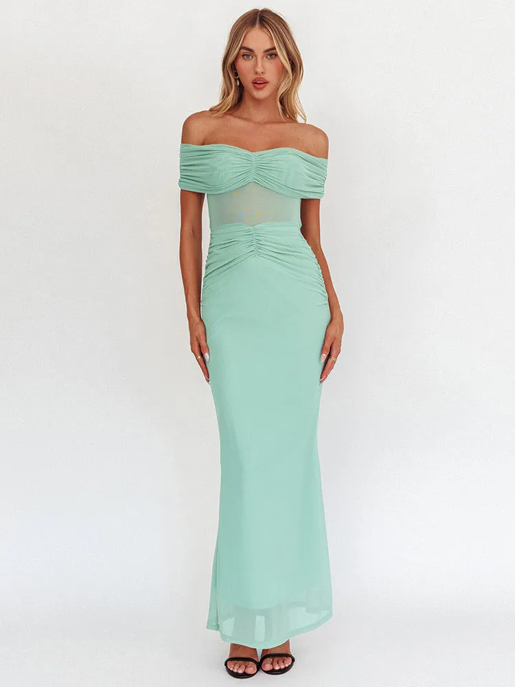 Women’s Backless Dress - Off-Shoulder Sheath