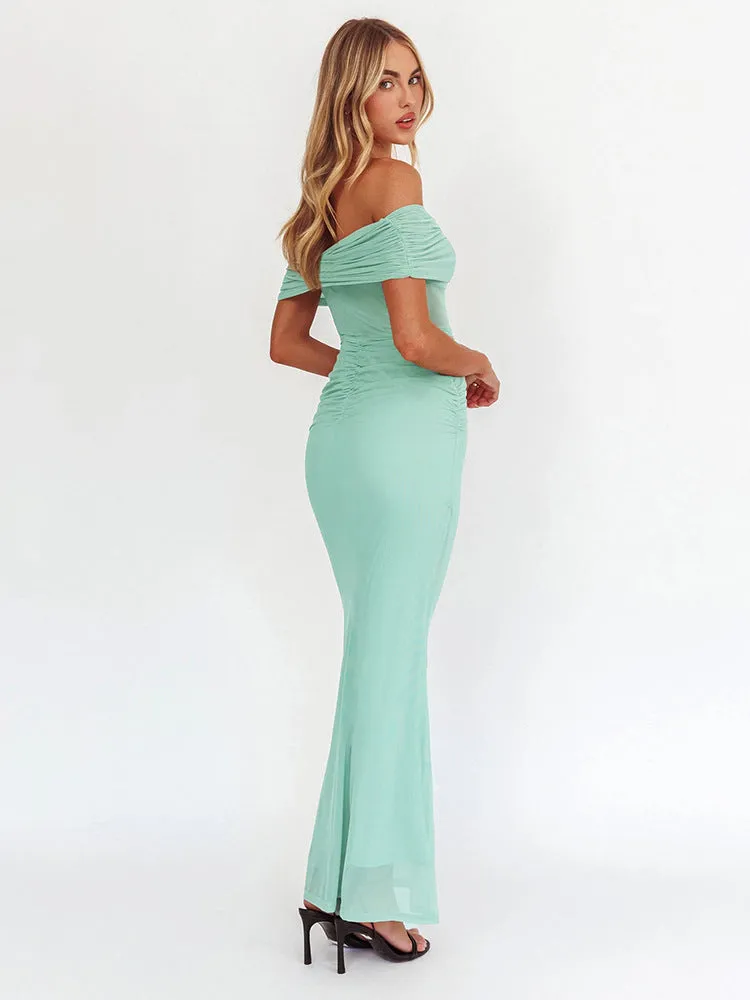 Women’s Backless Dress - Off-Shoulder Sheath