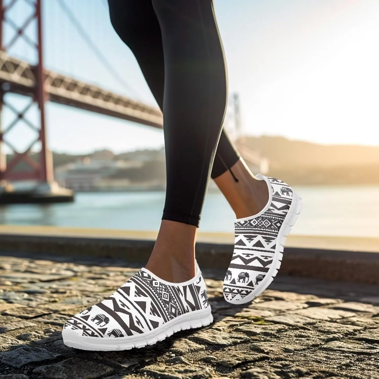 Women's Fashion Sneakers Slip On Walking Loafers Travel ShoesWhite Sole