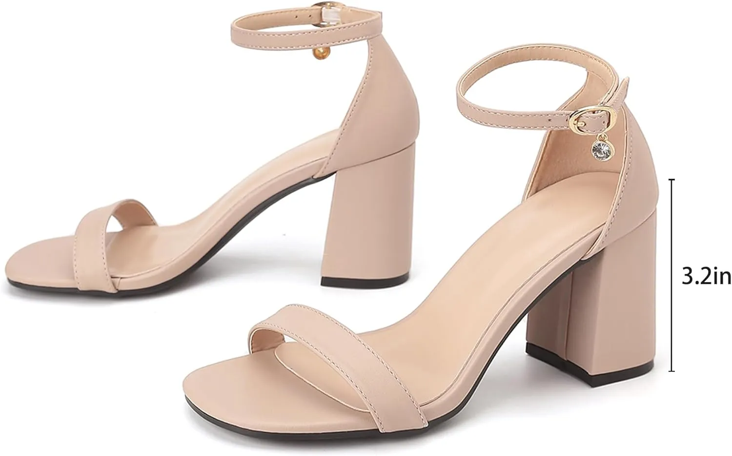 Women's Low Block Chunky Heels, Open Toe Ankle Strap Heels Sandals,Party & Dating Dress Heeled Shoes