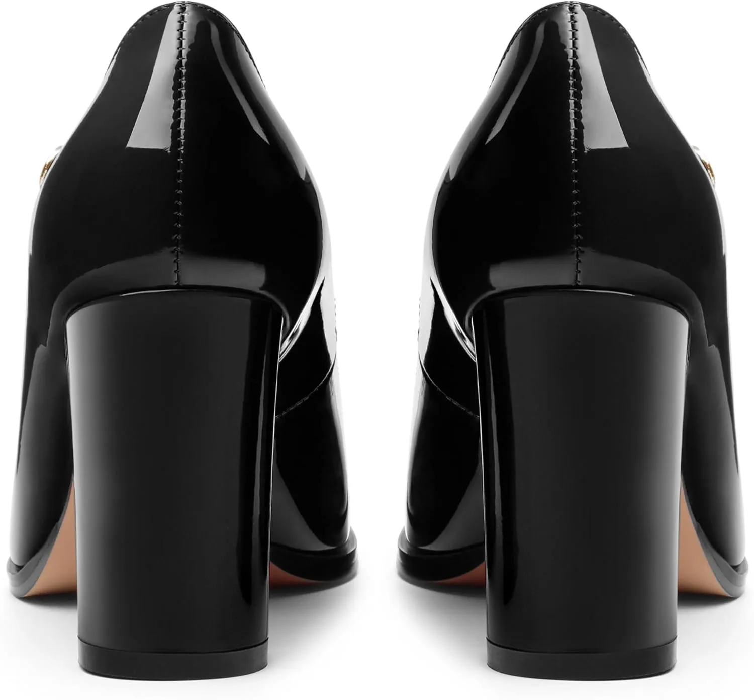 Women's Mary Jane Heels, Chunky Heels Mary Jane Square Toe Pumps One Strap Patent Leather Block High Heels Dress Shoes 3.15 Inch