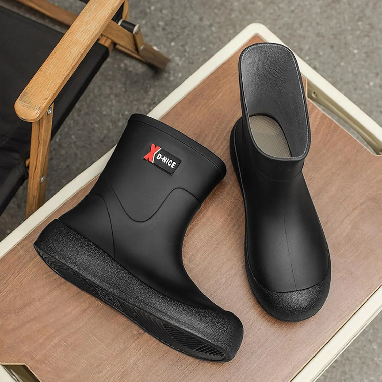Women's Mid Calf Rain Boots Waterproof Fashion Garden Shoes Anti-Slipping Rainboots Comfortable Insole Light Rain Shoes