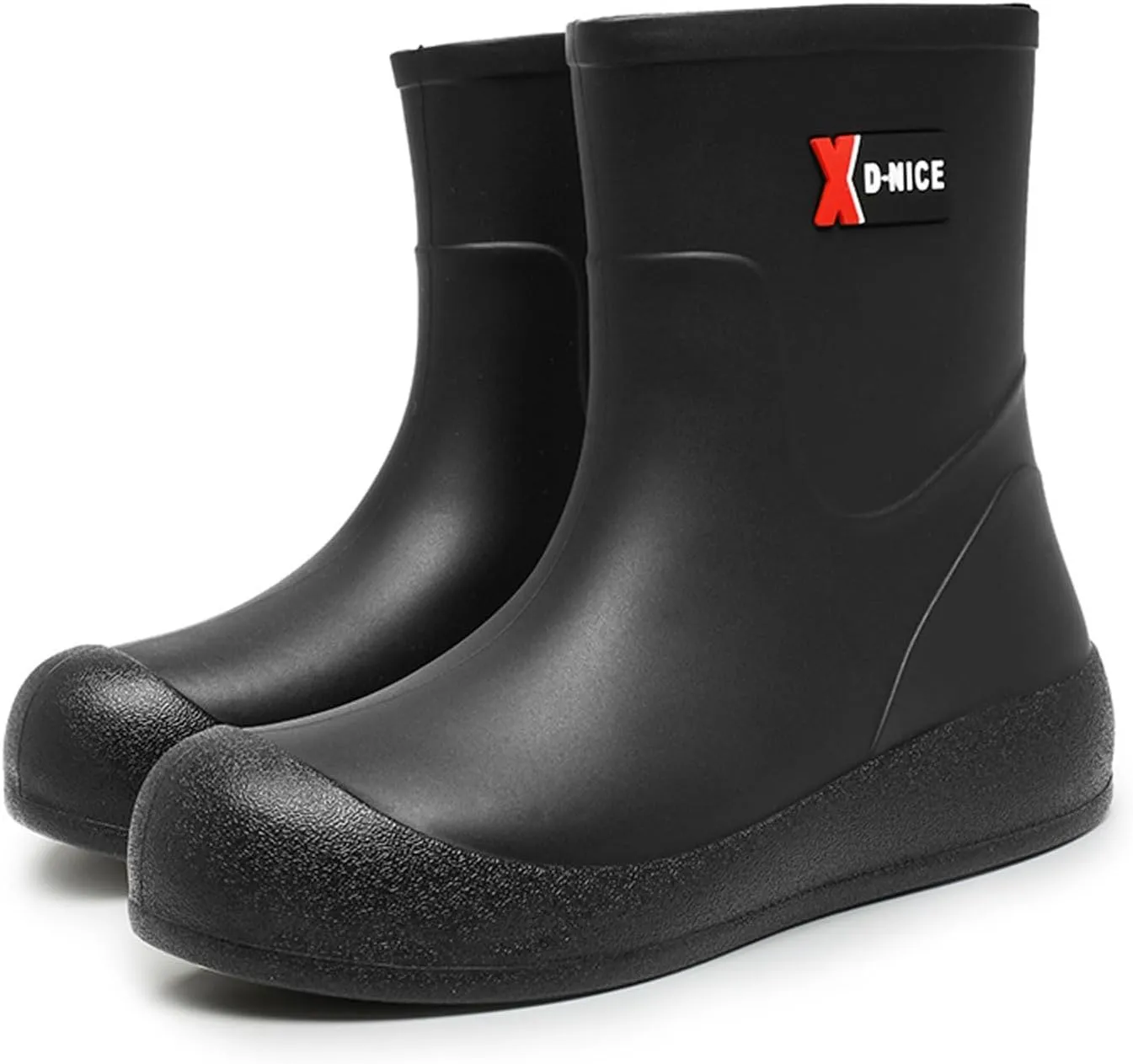 Women's Mid Calf Rain Boots Waterproof Fashion Garden Shoes Anti-Slipping Rainboots Comfortable Insole Light Rain Shoes