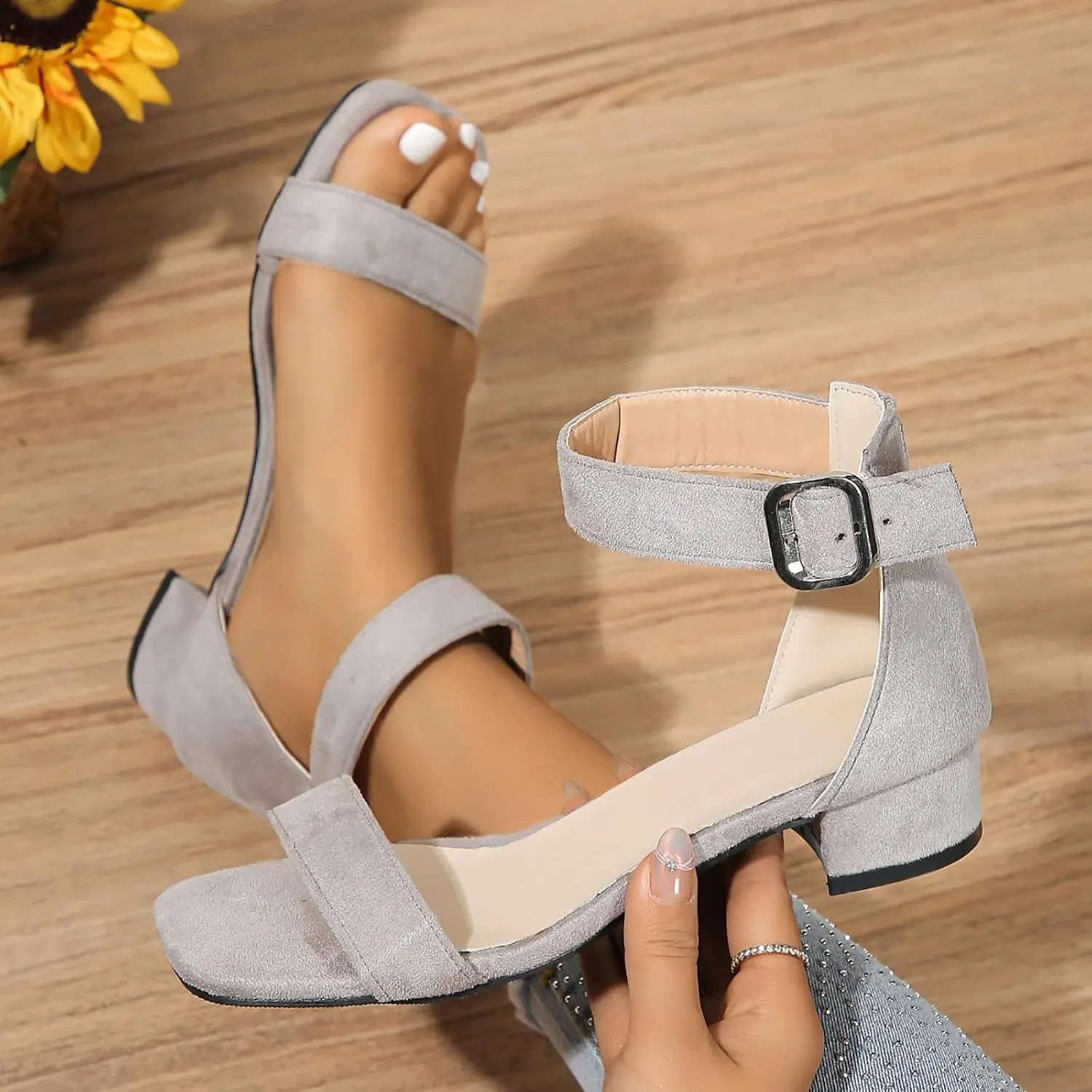 Women's Open Toe Ankle Buckle Heeled Sandals Open Toe Ankle Strap Party Dress Pump Elegant Dress Pumps Shoes