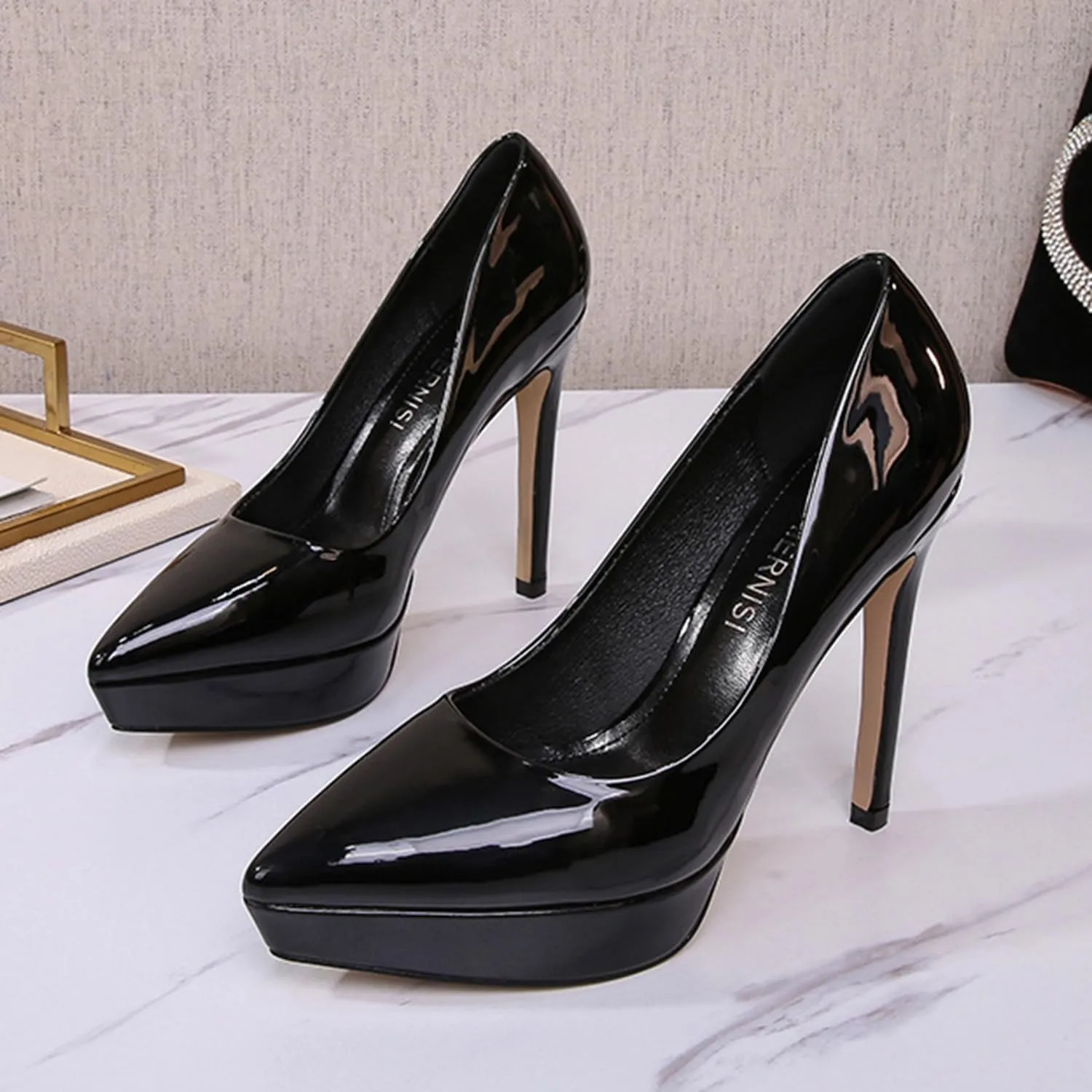 Women's Pumps Stiletto high Heels Closed Toe Platform Sexy Heels for Dress Shoes