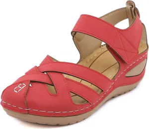 Womens Sandals Comfortable Flat Sandals:Summer Dressy Wedge Sandal Fashion Trendy Closed Toe Fisherman Sandal Hollow Out Sandals 2025