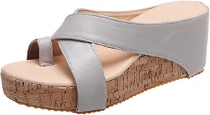 Women's Sandals Summer Beach Wedge Sandals Comfortable Platform Sandals Open Toe Buckle Ankle Strap Cork Shoes