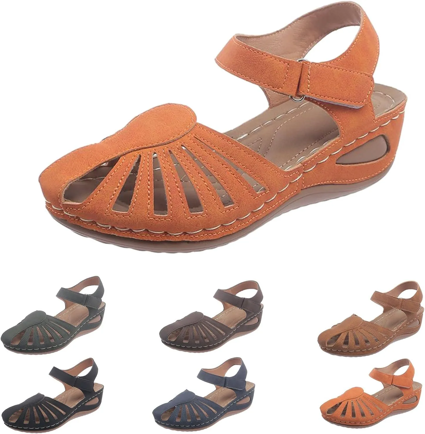 Women's Sandals Summer Lightweight Hollow Cap Wedge Heel Roman Shoes Thin Strap Breathable Sandal for Women Size 9