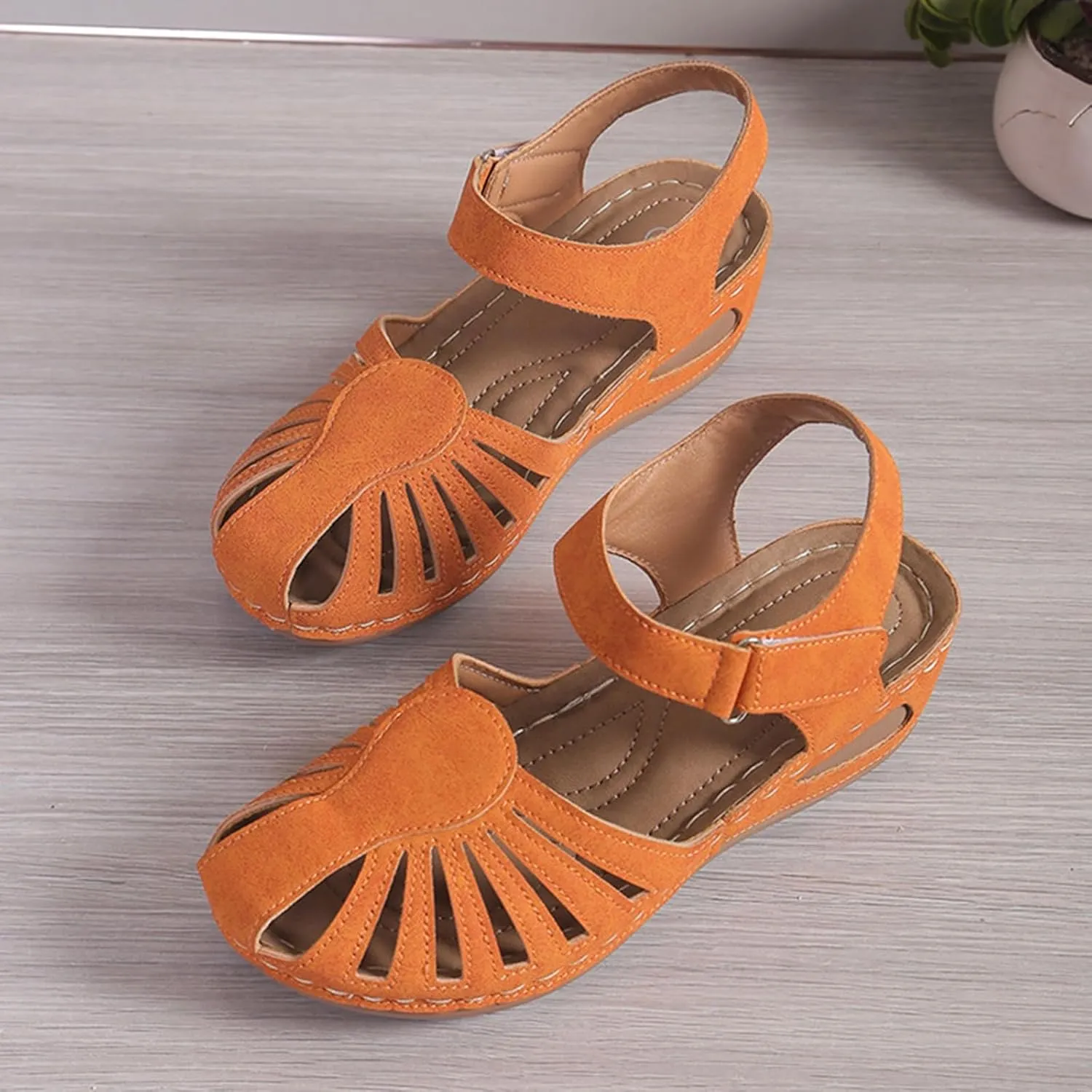 Women's Sandals Summer Lightweight Hollow Cap Wedge Heel Roman Shoes Thin Strap Breathable Sandal for Women Size 9