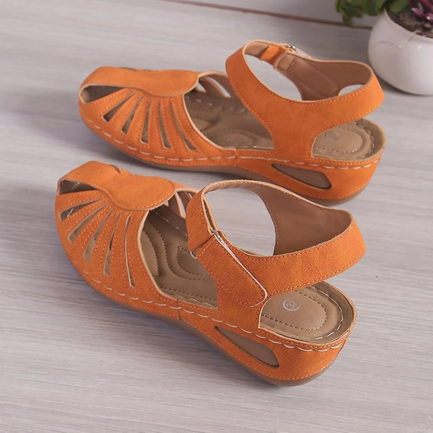 Women's Sandals Summer Lightweight Hollow Cap Wedge Heel Roman Shoes Thin Strap Breathable Sandal for Women Size 9