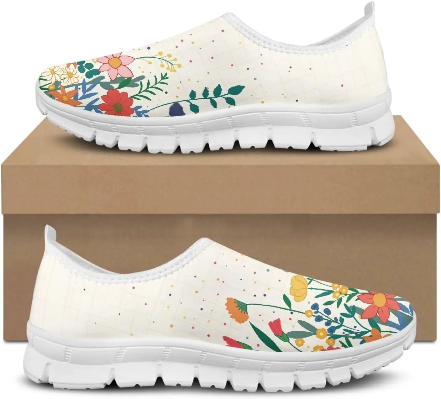 Women's Sneakers Comfy Breathable Lightweight Low Cut Non Slip Walking Running Shoes Valentine's Prints