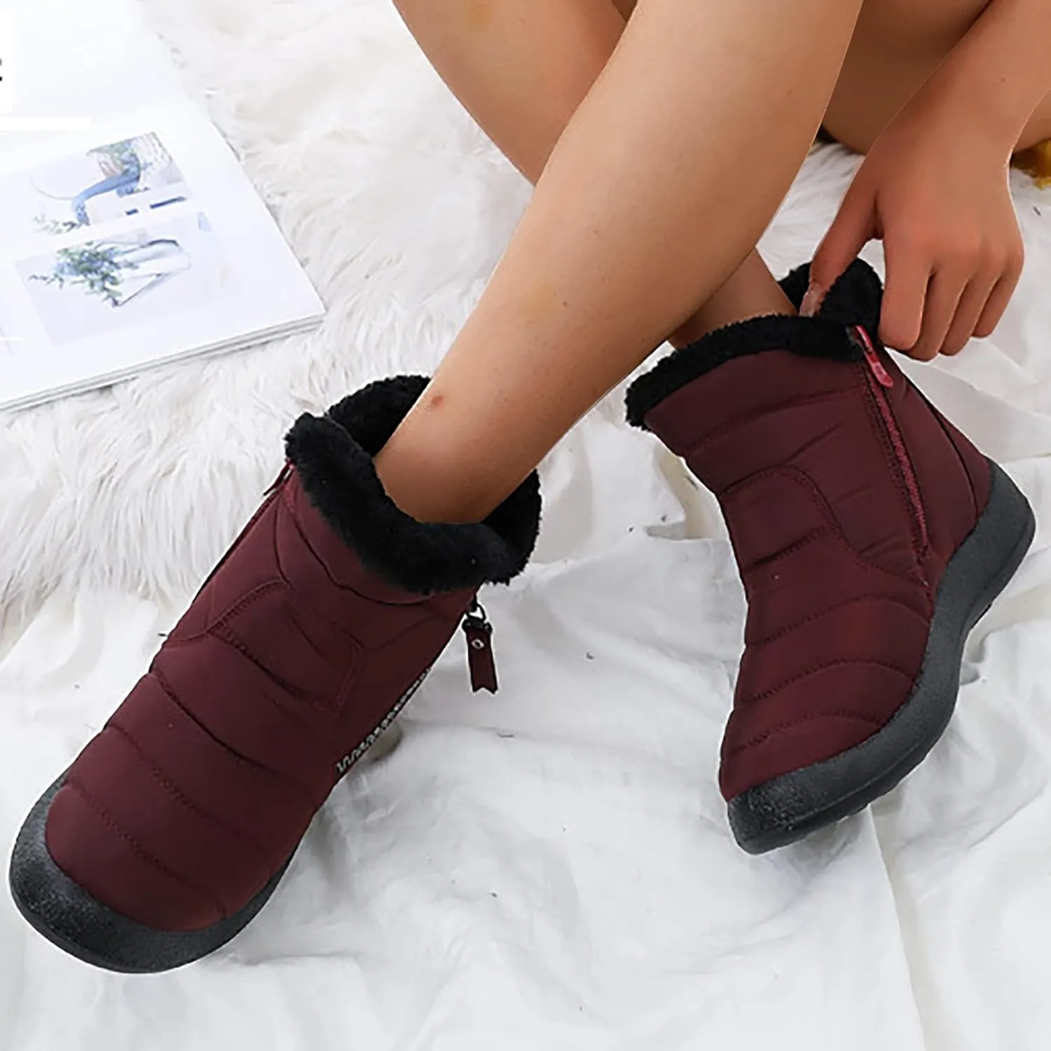 Women's Snow Boots Wide Orthopedic Snow Boots for Women Size 7 Women's Waterproof Winter Boots Women's Winter Boots Insulated Size 7.5 New Botas Impermeables Para La Nieve De Mujer