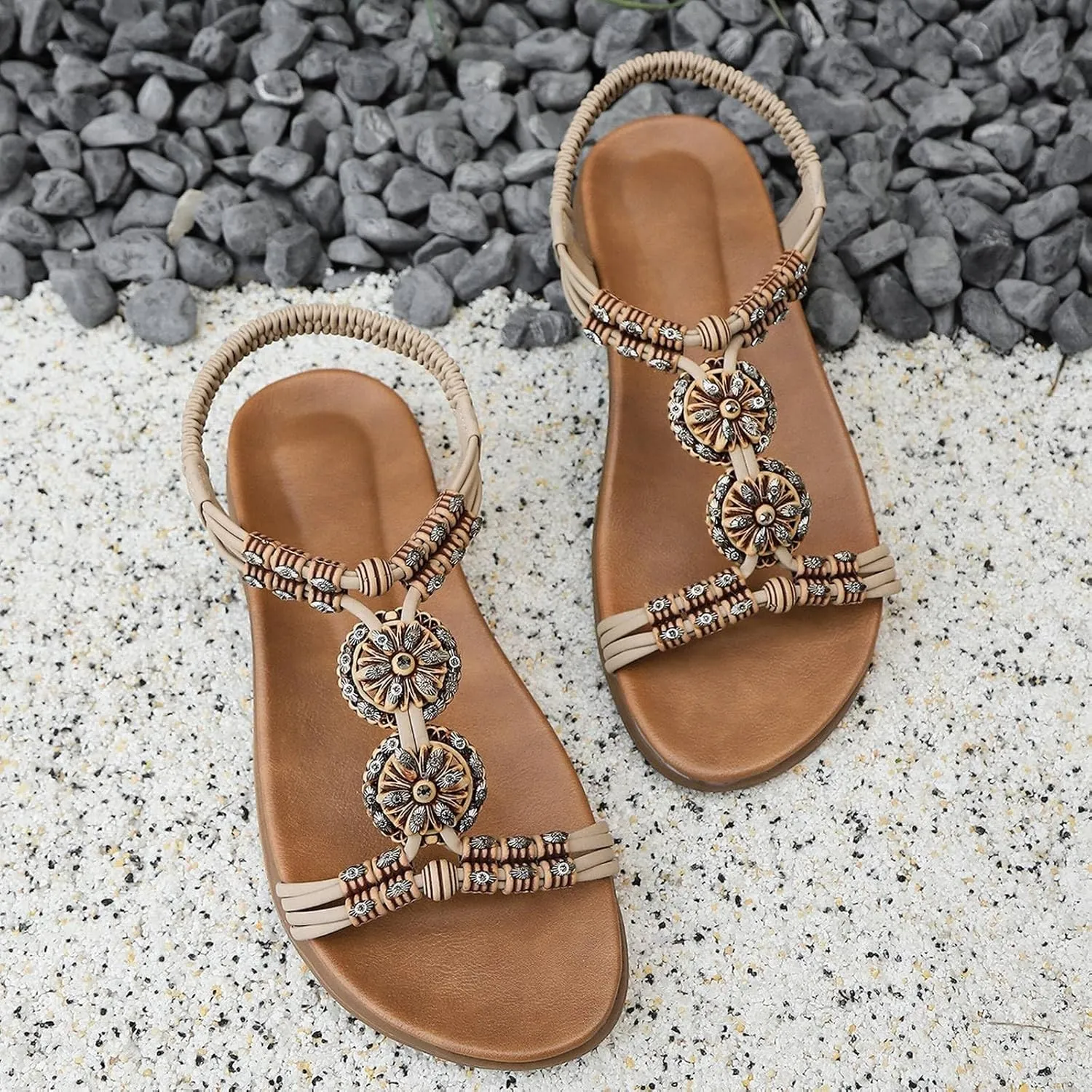 Womens Summer Sandals Arch Support Summer Beach Sandals Comfort Walking Shoes Bohemian Flip Flops Sandals for Women